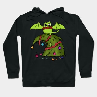 Bat Dragon Cat on Christmas Tree Hoodie